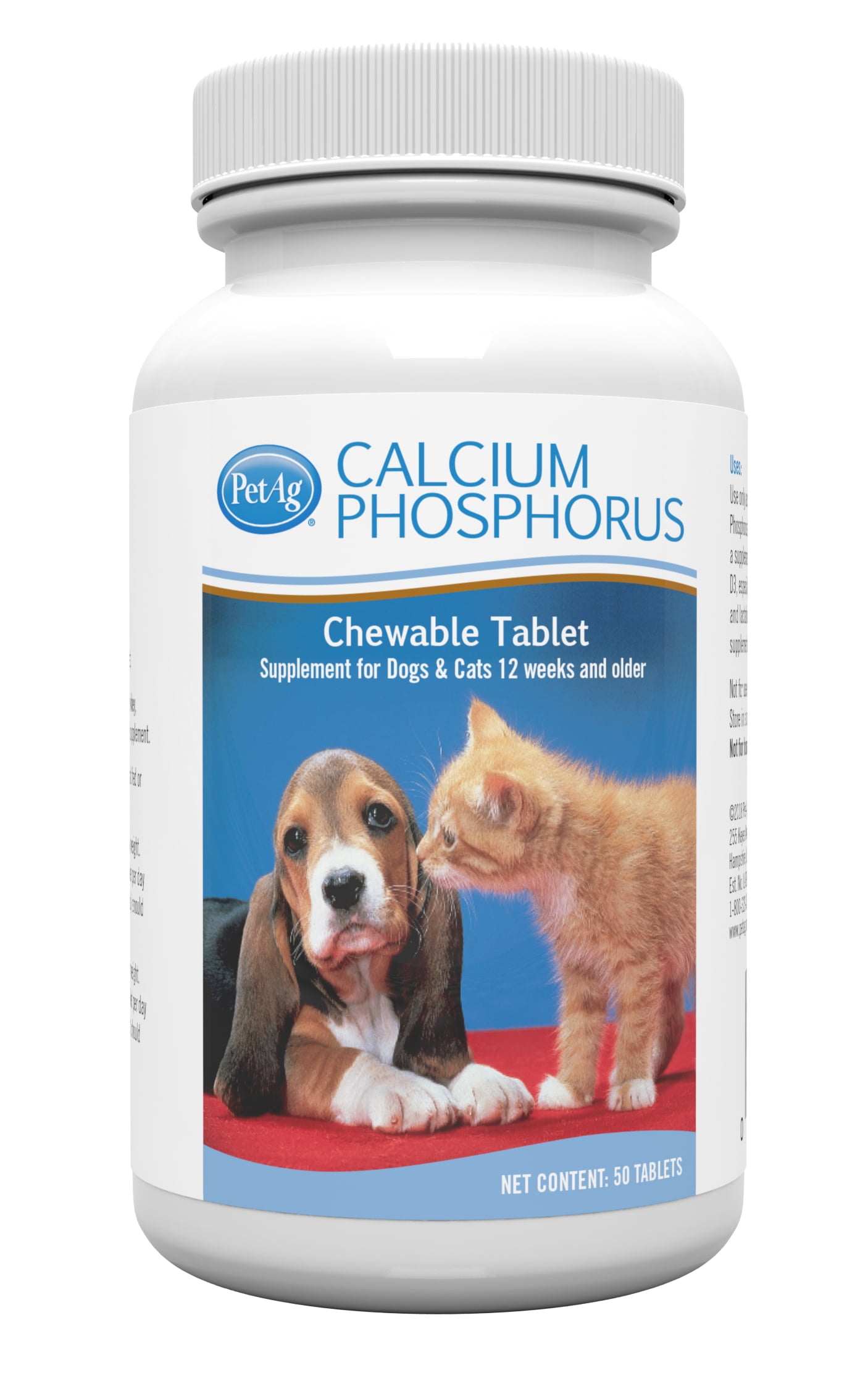 PetAg Calcium & Phosphorus Supplement for Dogs and Cats, 50 Tablets
