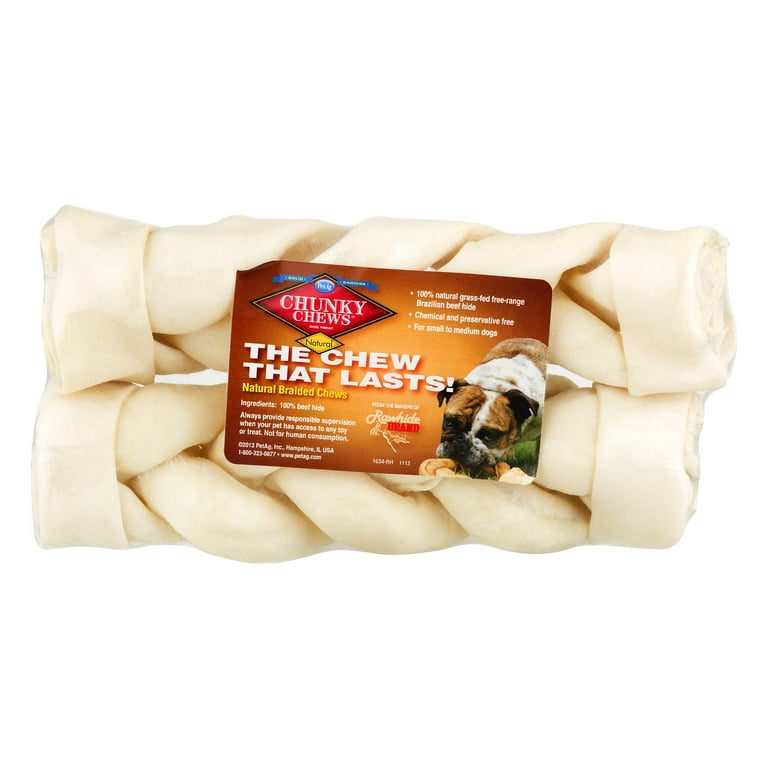 PetAg Rawhide Chunky Chews Natural Braided Dog Chews 2 Pack