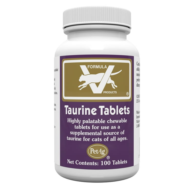 PetAg Taurine Tablets for Cats Highly Palatable Taurine Supplement For Cats of All Ages 250 mg 100 Count