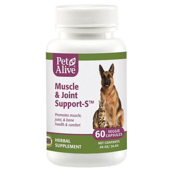 PetAlive Muscle & Joint Support-S for Bone and Joint Health and Comfort, 60 Caps