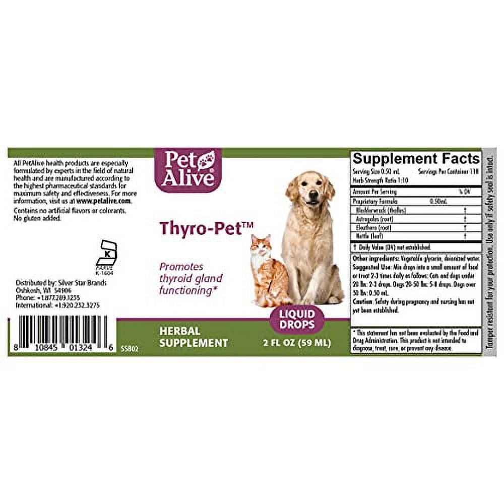 PetAlive ThyroPet All Natural Herbal Supplement Promotes Normal