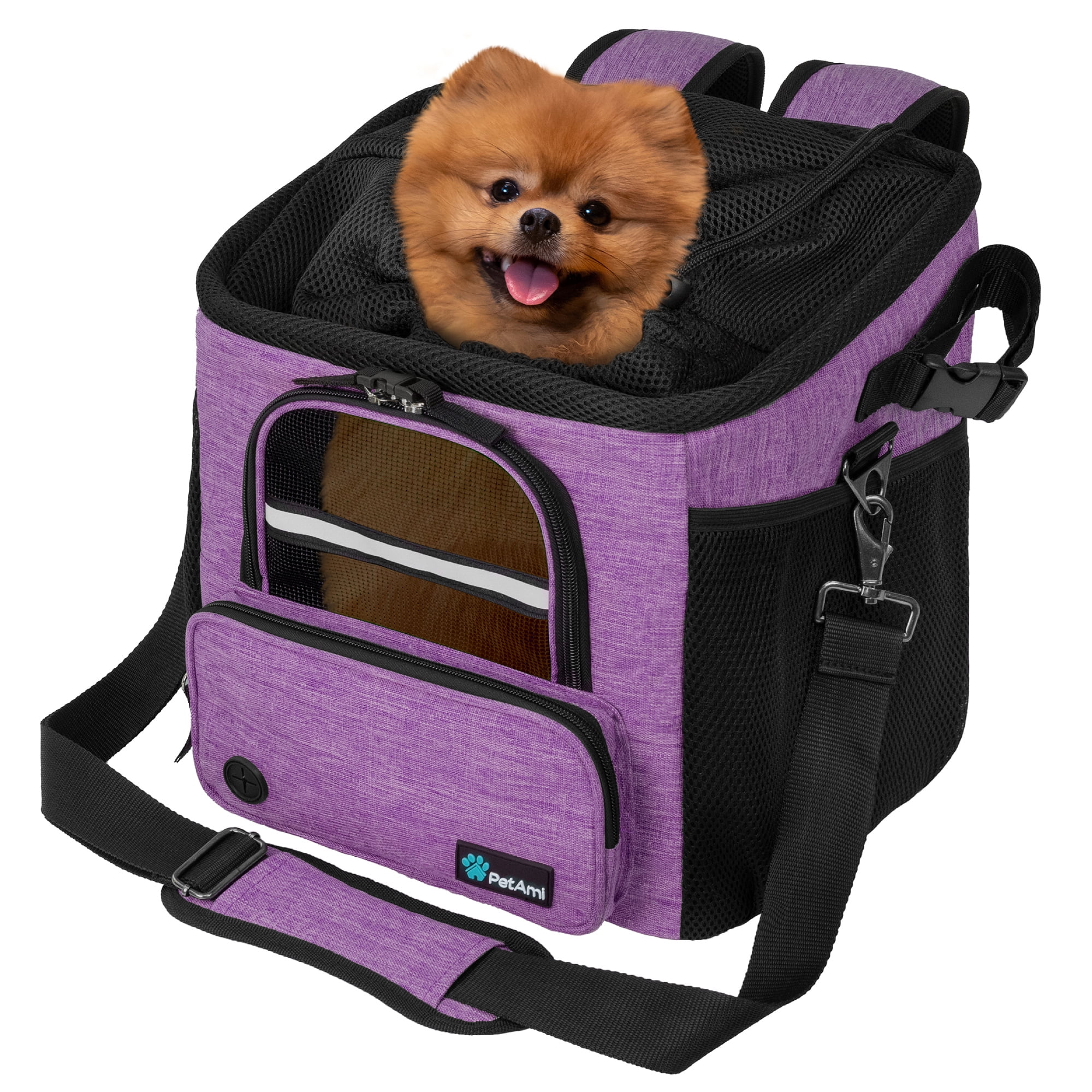 PetAmi 4-in-1 Small Backpack Carrier, Purple, 18 lb Limit