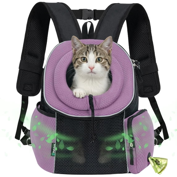 PetAmi Dog Carrier Backpack, Hands Free Front Pet Carrier, 10 lbs, Purple