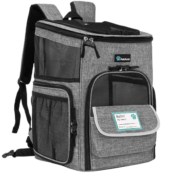 PetAmi Dog Backpack Carrier, Airline Approved Cat Backpacks For Carrying Small Large Cats, Pet Carrier Back Pack, Ventilated Soft Sided for Travel, Hiking, Camping, Max 18 lbs, Heather Gray