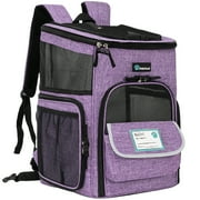PetAmi Dog Backpack Carrier, Airline Approved Cat Backpacks For Carrying Small Large Cats, Pet Carrier Back Pack, Ventilated Soft Sided for Travel, Hiking, Camping, Max 18 lbs, Purple