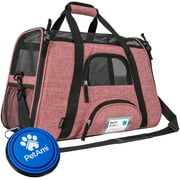 PetAmi Airline Approved Pet Carrier for Cat, Soft Sided Dog Carrier for Small Dog, Cat Travel Supplies Accessories Indoor Cats, Ventilated Pet Carrying Bag Medium Kitten Puppy, Large Heather White Red