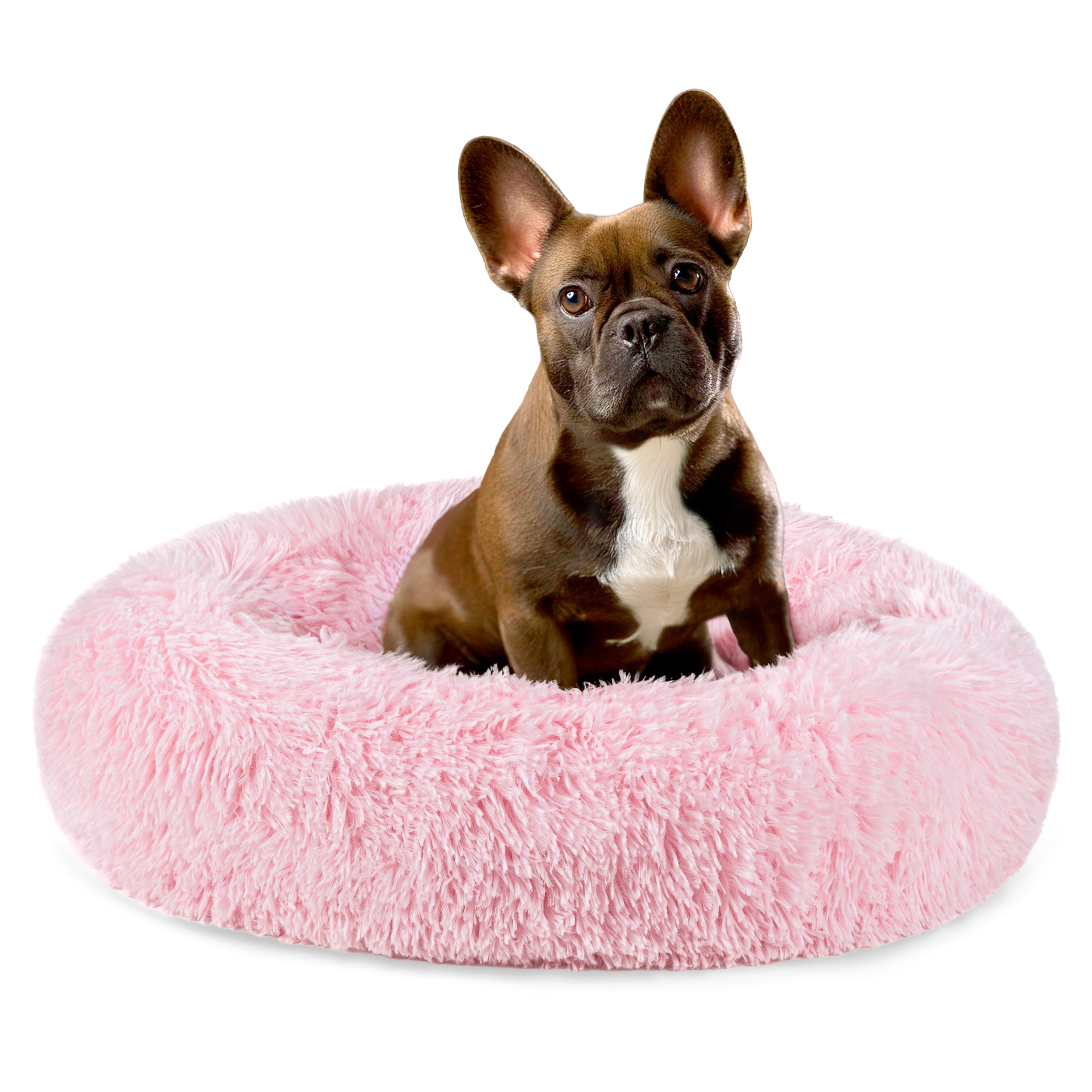 Small Pink Faux Fur Round Donut Pet Bed