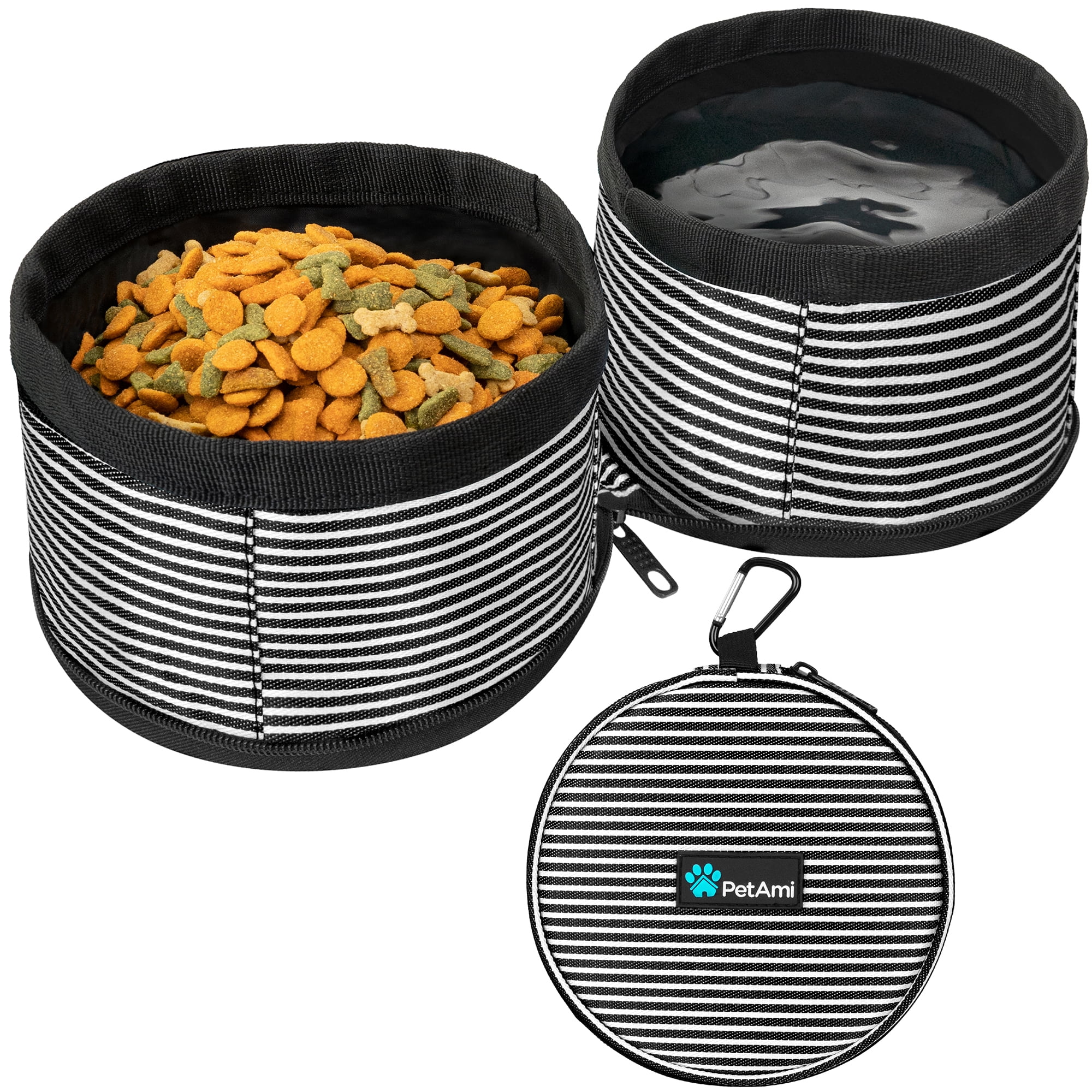 PetAmi Collapsible Dog Food Water Bowls, 2 Travel Bowls Kit, Portable