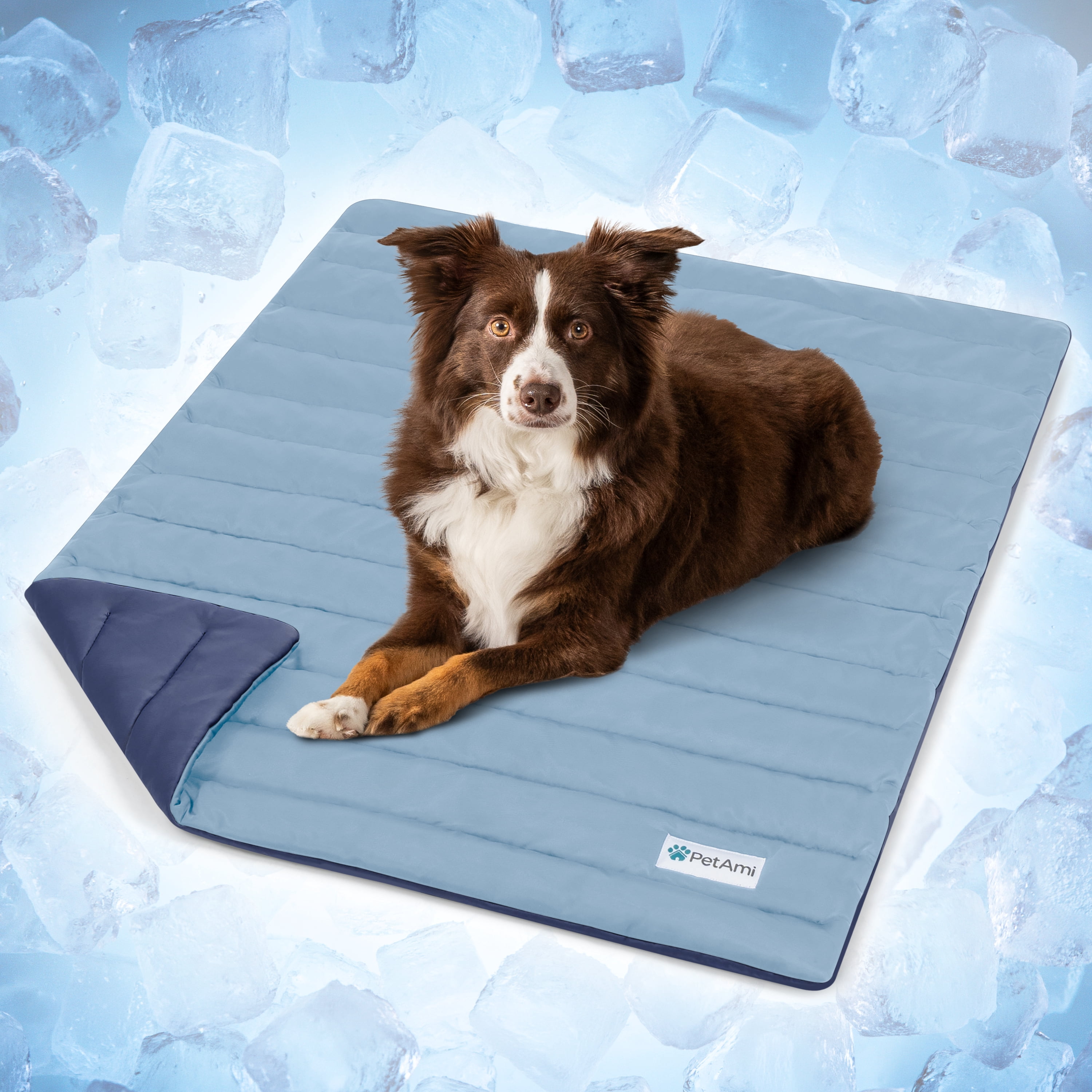 PetAmi Dog Cooling Mat, Q-Max Pet Cooling Blanket with Thick Cushioning, Self Cooling Pad for Dogs & Cats,  Reversible Summer Mat for Crate, Couch, Kennel, Gray/Light Grey, Medium (29x40)