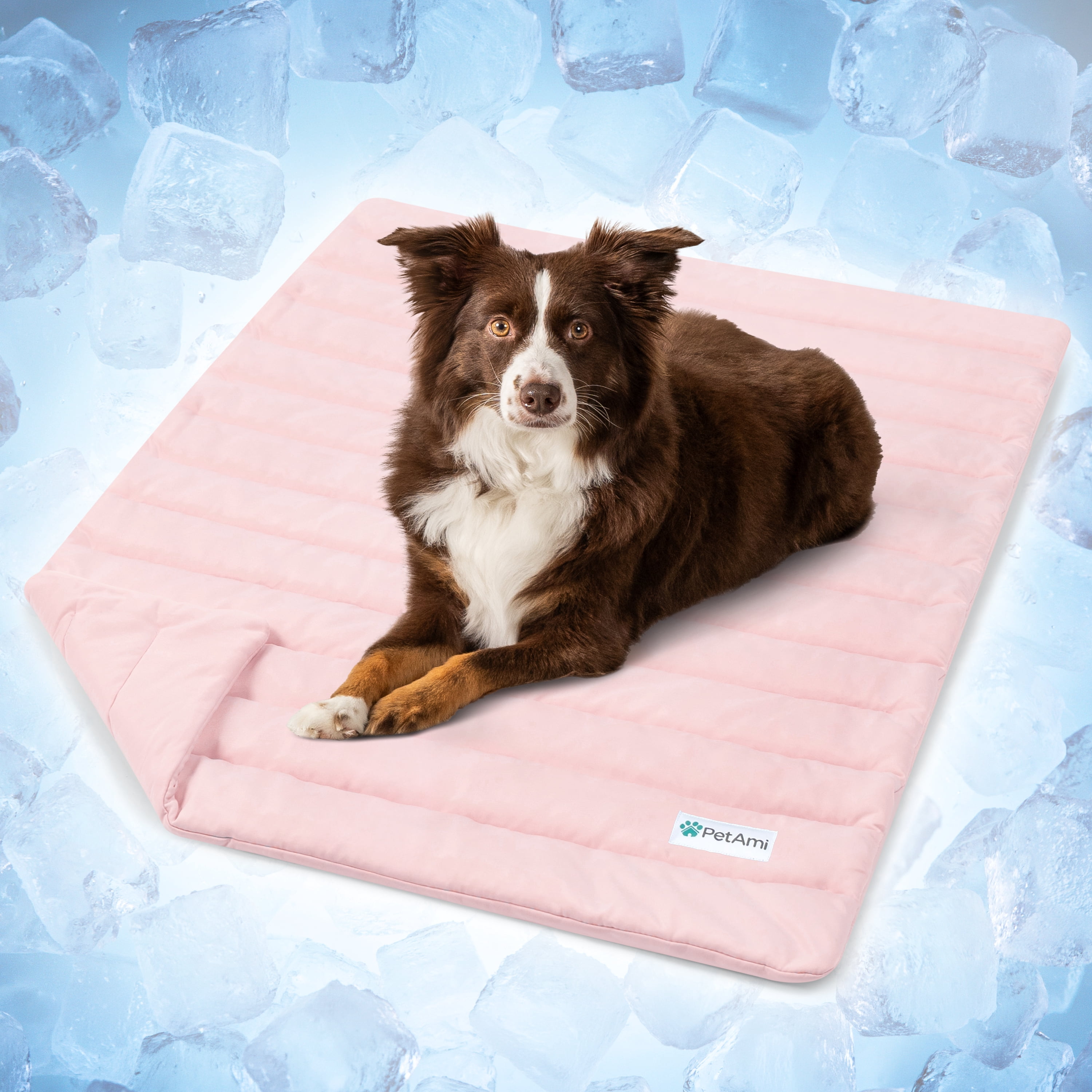 PetAmi Dog Cooling Mat, Q-Max Pet Cooling Blanket with Thick Cushioning, Self Cooling Pad for Dogs & Cats, Reversible Summer Mat for Crate, Couch, Kennel, Pink, Medium (29x40)