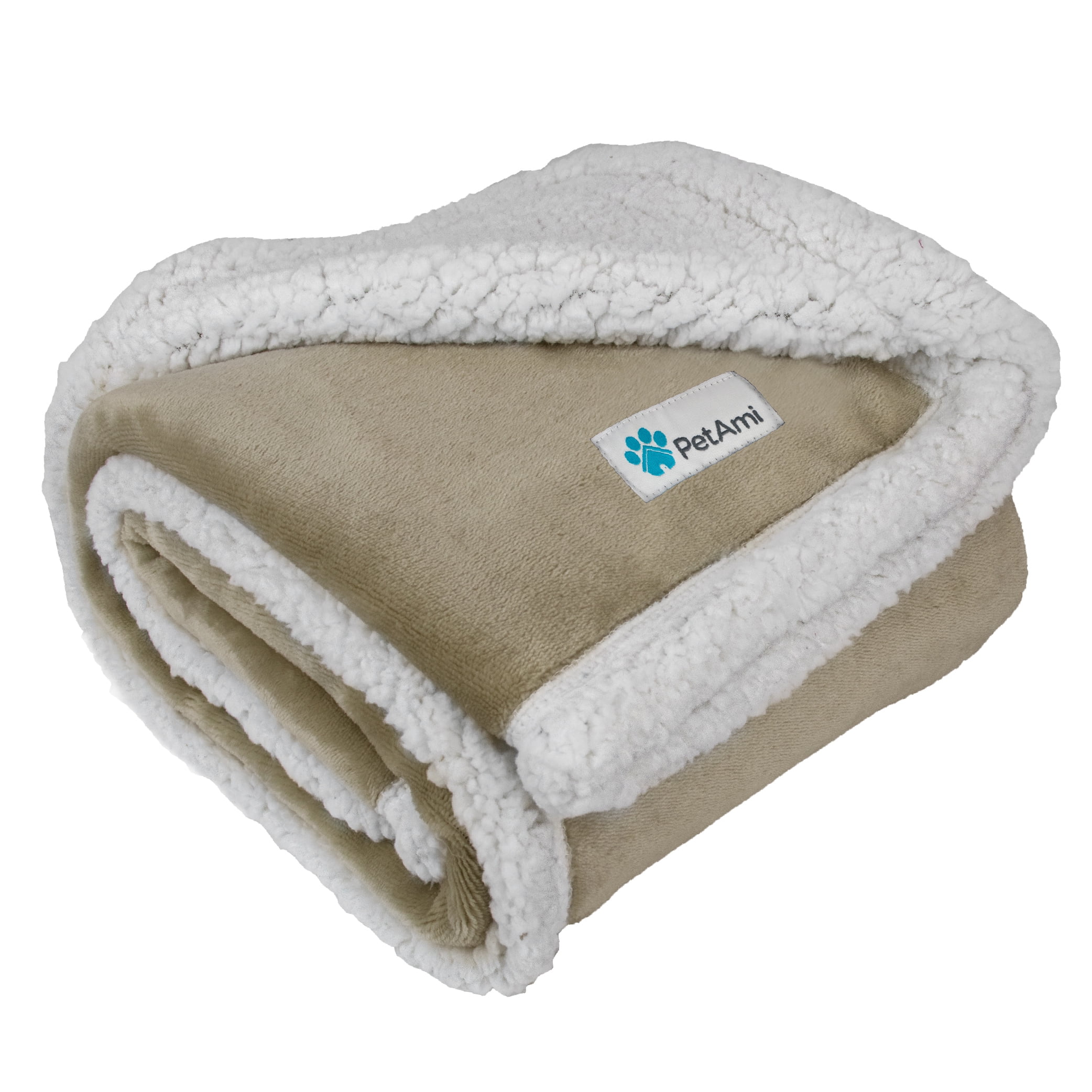 Taupe Faux Shearling Fleece Reversible Pet Blanket, X-Large 80 x 60 Inches