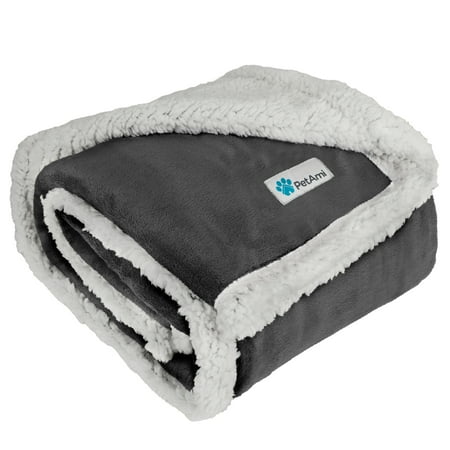 PetAmi Dog Blanket for Small Medium Dogs, Pet Bed Blanket Cat Puppy Kitten, Fleece Furniture Couch Cover Protector Sofa Car, Soft Sherpa Dog Throw Plush Reversible Washable, Mini 29x40 Dark Gray