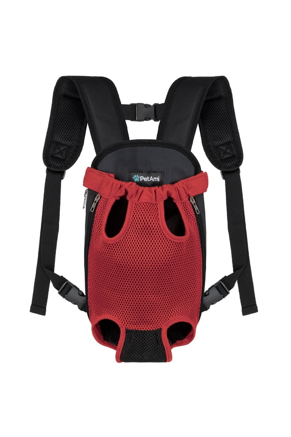 Dog Carrier Backpack, Adjustable Dog Pet Cat Front Carrier Backpack | Ventilated Dog Chest Carrier for Hiking Camping Travel, Sling Bag for Small Medium Dog Cat Puppies, Large, 12-16 lbs, Red