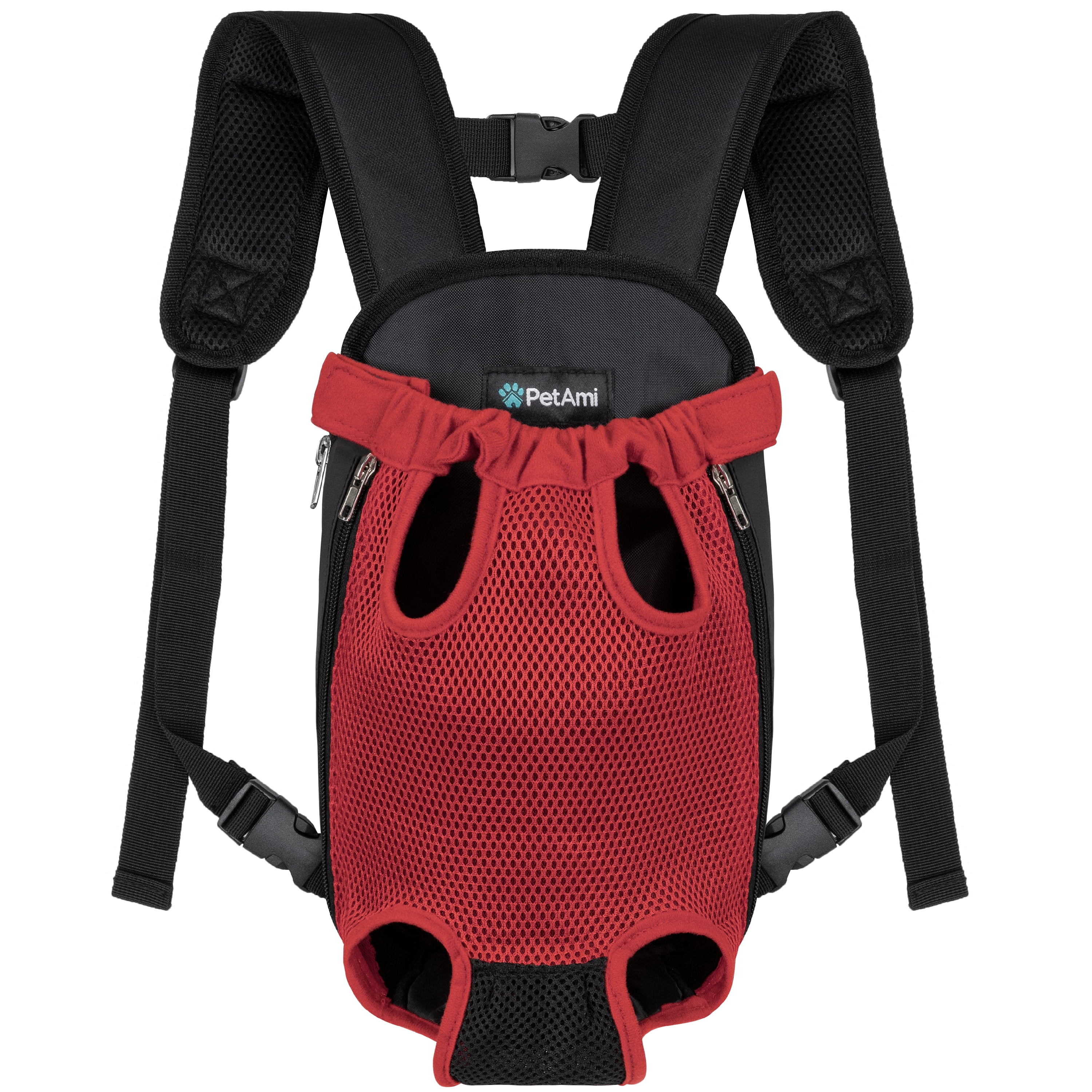 PetAmi Dog Carrier Backpack, Adjustable Dog Pet Cat Front Carrier Backpack | Ventilated Dog Chest Carrier for Hiking Camping Travel, Sling Bag for Small Medium Dog Cat Puppies, Small, 5-9 lbs, Red