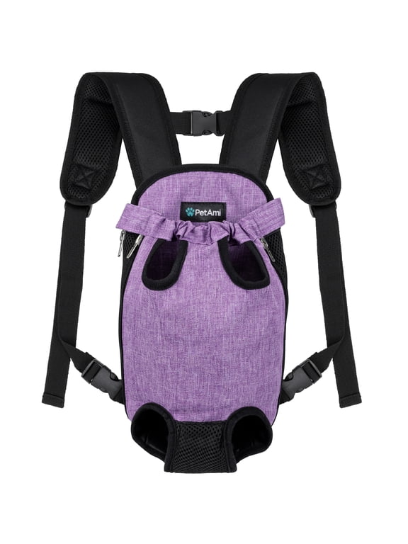 Dog Carrier Backpack, Adjustable Pet Cat Front Carrier Backpack, Ventilated Dog Chest Carrier for Hiking Camping Travel, Sling Bag for Small Medium Dog Cat Puppies, Large, 12-16 lbs, Purple
