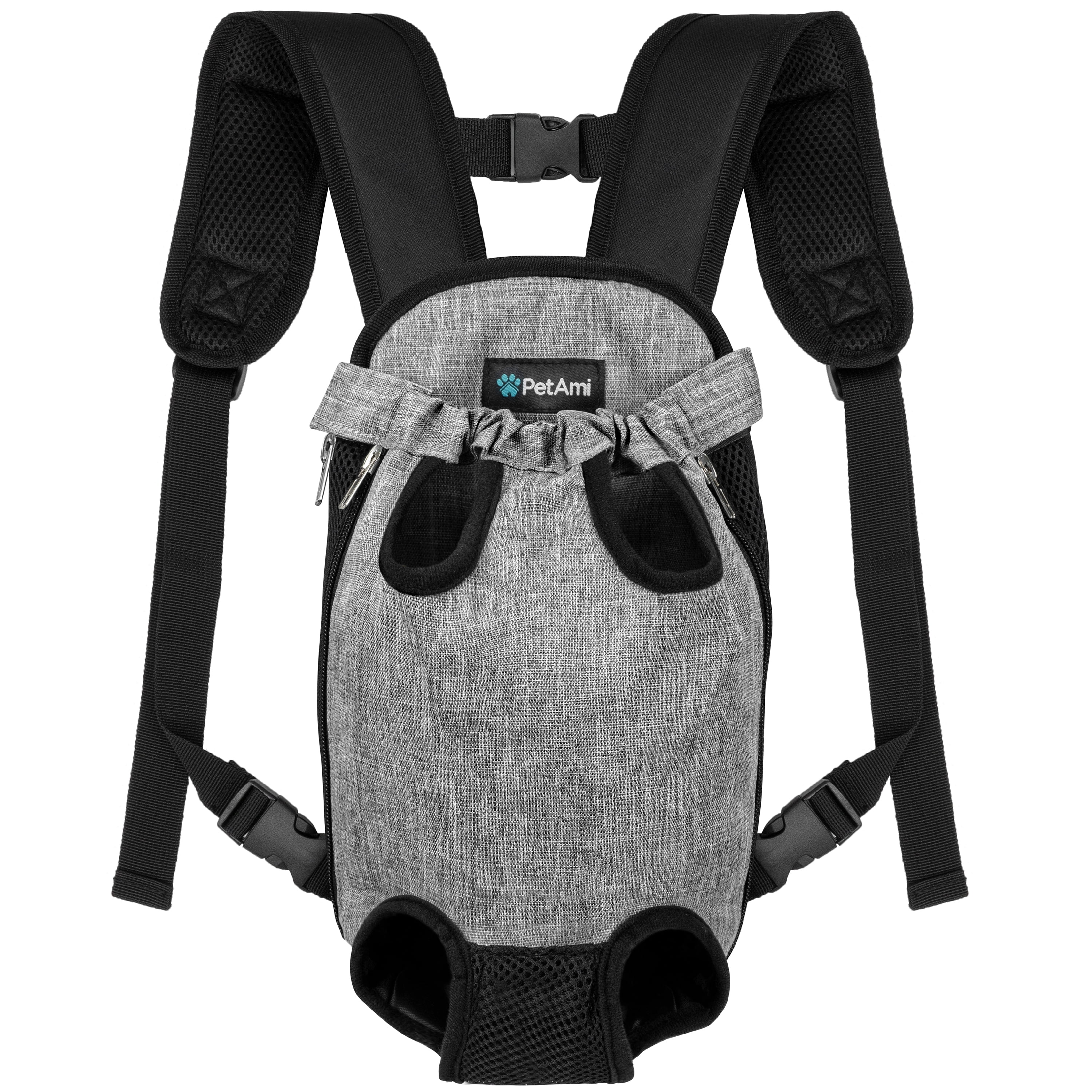 PetAmi Dog Carrier Backpack, Adjustable Pet Cat Front Carrier Backpack, Ventilated Dog Chest Carrier for Hiking Camping Travel, Sling Bag for Small Medium Dog Cat Puppies, Large, 12-16 lbs, Grey