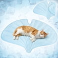 thumbnail image 1 of PetAmi Dog Cooling Mat, Ginkgo Leaf Shape, Pet Pad with Cooling Nylon & Soft Fleece, Q-Max > 0.4 Reversible All Season Blanket for Dogs & Cats, Small 35x40 In, Light Blue, 1 of 8