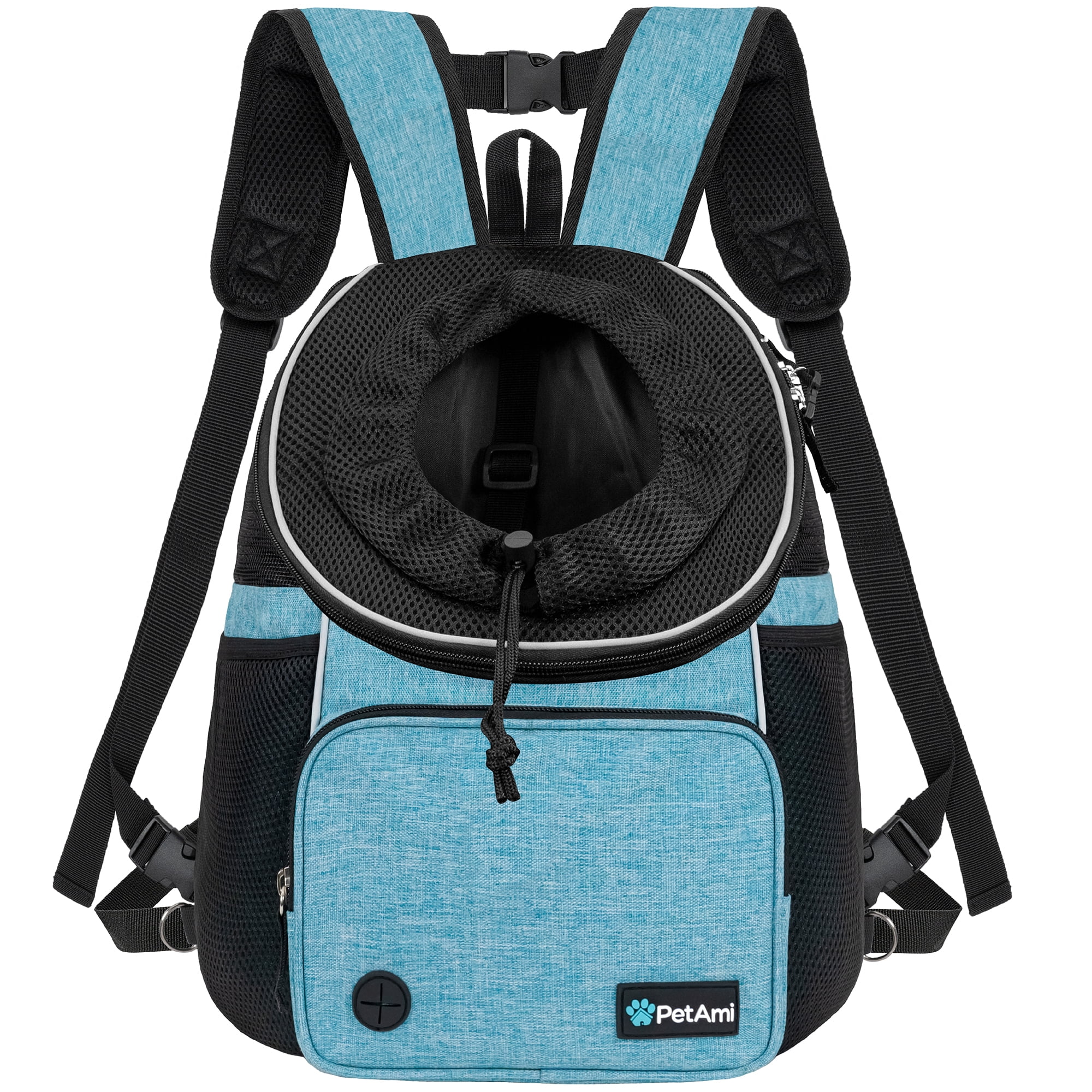 PetAmi Dog Front Carrier Backpack, Adjustable Dog Pet Cat Chest Carrier Backpack, Ventilated Dog Carrier for Hiking Camping Travel, Small Medium Dog Puppy Large Cat Carrying Bag, Max 10 lbs, Teal Blue