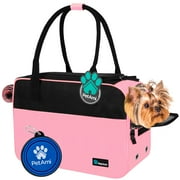 PetAmi Dog Purse Carrier for Small Dogs, Airline Approved Soft Sided Pet Carrier with Pockets, Ventilated Dog Carrying Bag Puppy Cat, Dog Travel Supplies Accessories Carry Tote Bag, Sherpa Bed, Pink