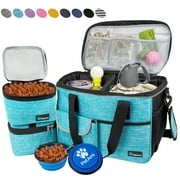 PetAmi Dog Travel Bag, Travel Pet Bag Organizer, Dog Food Travel Bag with Food Container and Bowls, Dog Travel Supplies Gift Accessories for Weekend Camping, Do
