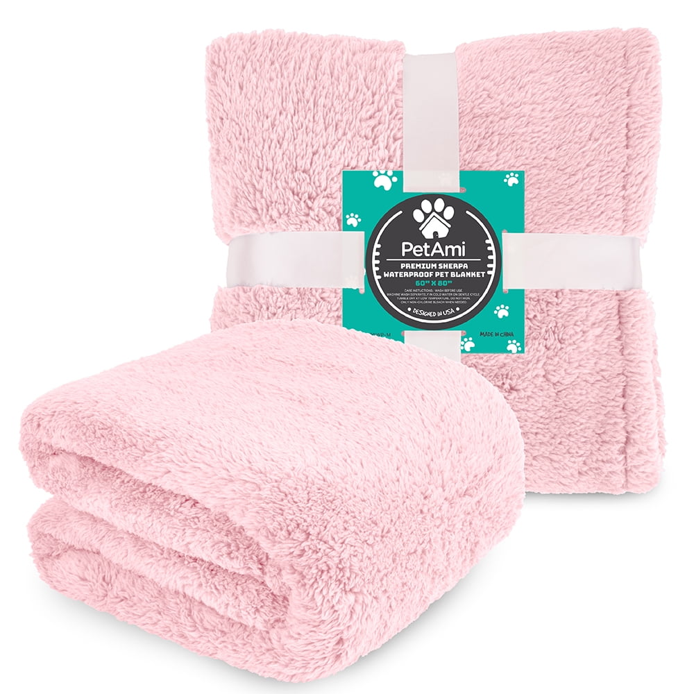 Pink Sherpa Fleece Waterproof Pet Blanket, X-Large 60x80