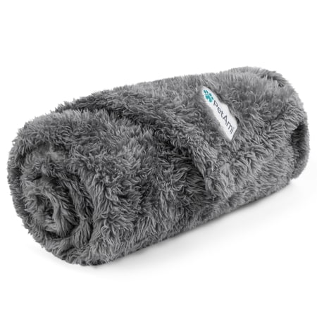 PetAmi Soft Plush Sherpa Dog Blanket for Pet Cat, Small 24x32, Grey