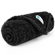 PetAmi Soft Plush Sherpa Dog Blanket for Pet Cat, Small 24x32, Black