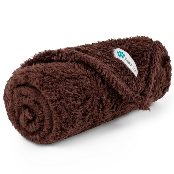PetAmi Dog Blanket for Small Dogs Brown, Fluffy Soft Puppy Blanket, Sherpa Fleece Cat Blanket for Kitten Doggie, Calming Pet Blanket Throw for Couch Sofa Bed Washable, Small 24x32