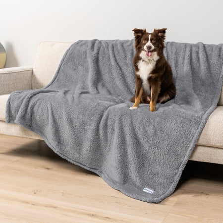 PetAmi Sherpa Waterproof Dog Blanket for Large Pet Cat, 60x80, Light Grey
