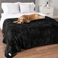 thumbnail image 1 of PetAmi Fluffy Waterproof Dog Blanket for Bed Large Dogs, Soft Warm Pet Sherpa Throw Pee Proof Couch Cover, Reversible Cat Blanket Sofa Crate Kennel Protector, Washable Mat Queen (Black, 90x90), 1 of 10