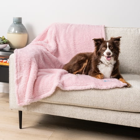 PetAmi Fluffy Waterproof Dog Blanket For Medium Large Dogs, Soft Warm Pet Sherpa Throw Pee Proof Couch Cover, Reversible Cat Bed Blanket Sofa Protector, Plush Washable Pad (Pink Blush, 40x60)