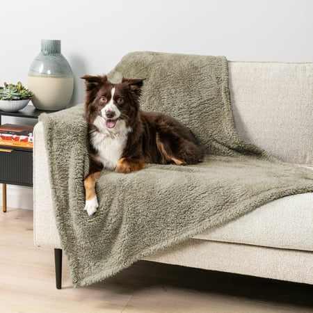 PetAmi Fluffy Waterproof Dog Blanket For Medium Large Dogs, Soft Warm Pet Sherpa Throw Pee Proof Couch Cover, Reversible Cat Bed Blanket Sofa Protector, Plush Washable Pad (Taupe Camel, 40x60)