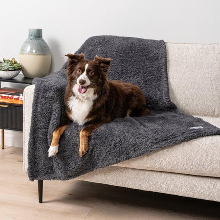 PetAmi Fluffy Sherpa Waterproof Dog Blanket for Large Pet Cat, 40x60 Grey