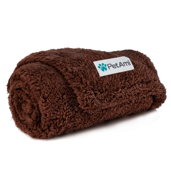 PetAmi Fluffy Waterproof Dog Blanket For Small Medium Dogs, Soft Warm Pet Sherpa Throw Pee Proof Couch Cover, Reversible Cat Puppy Bed Blanket Sofa Protector, Plush Washable Pad (Brown, 29x40)