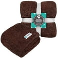 thumbnail image 1 of PetAmi Medium Fluffy Sherpa Fleece Throw Blanket for Dogs & Cats, Brown, 1 of 8