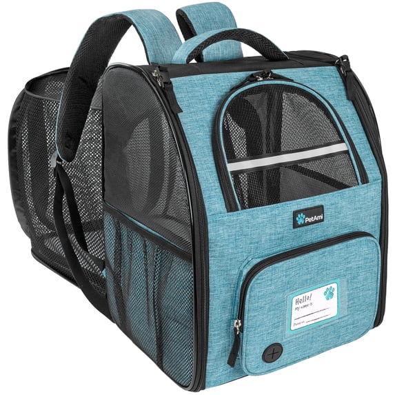 PetAmi Expandable Dog Cat Backpack Carrier, Airline Approved, Teal Blue