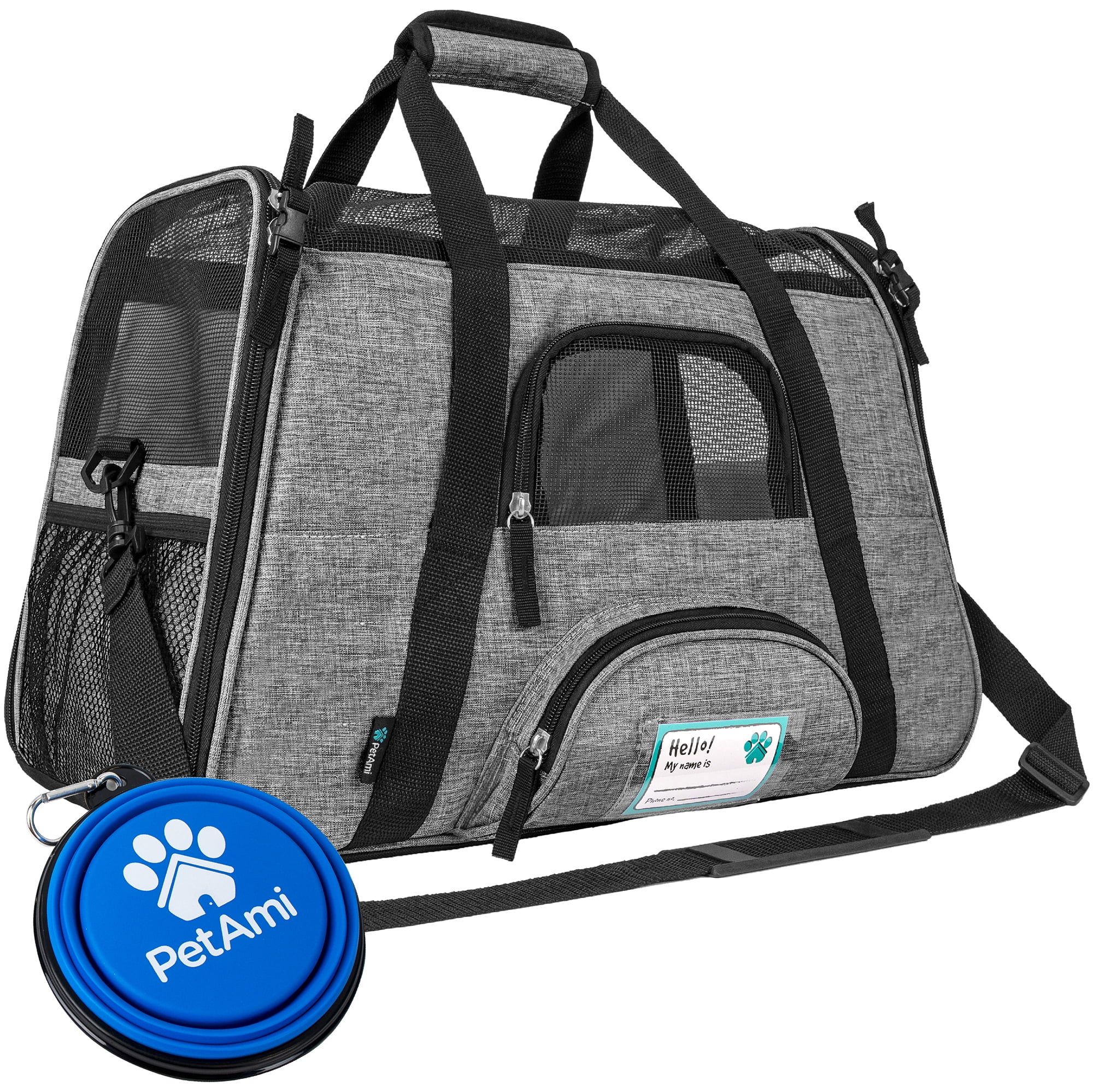 PetAmi Airline Approved Pet Carrier for Cat, Soft Sided Dog Carrier for Small Dog, Cat Travel Supplies Accessories Indoor Cats, Ventilated Pet Carrying Bag Medium Kitten Puppy, Large Heather Dark Gray