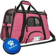PetAmi Airline Approved Pet Carrier for Cat, Soft Sided Dog Carrier for Small Dog, Cat Travel Supplies Accessories Indoor Cat, Ventilated Pet Carrying Bag Medium Large Kitten Puppy, Small Heather Pink