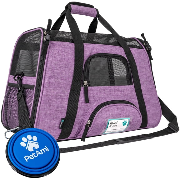 PetAmi Airline Approved Pet Carrier for Cat, Soft Sided Dog Carrier for Small Dog, Cat Travel Supplies Accessories for Indoor Cat, Ventilated Pet Carrying Bag Medium Kitten Puppy, Large Heather Purple