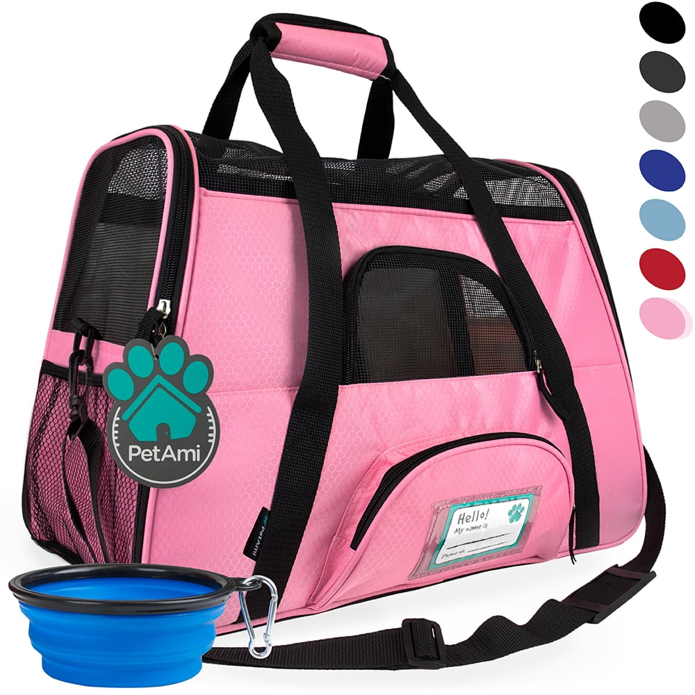 Pink Soft-Sided Airline Approved Pet Carrier for Small Breeds