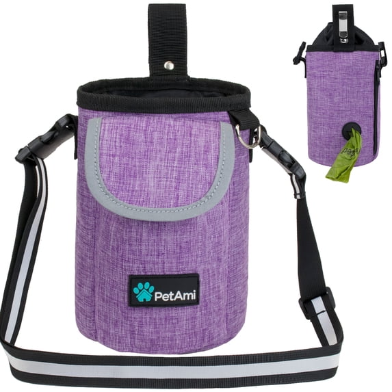 PetAmi Premium Dog Training Pouch with Poop Bag Dispenser, Purple, 7.5 x 5.5 x 4.5 inches Capacity