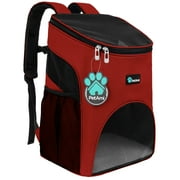 PetAmi Cat Backpack Carrier, Airline Approved Pet Carrier Backpack for Small Dogs and Large Cats, Soft Sided Collapsible Ventilated with Sherpa Bed for Hiking Travel, Max 18 lbs, Red