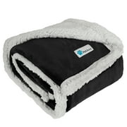 PetAmi Dog Blanket for Small Medium Dogs, Pet Bed Blanket Cat Puppy Kitten, Fleece Furniture Couch Cover Protector Sofa Car, Soft Sherpa Dog Throw Plush Reversible Washable, Mini 29x40 Black