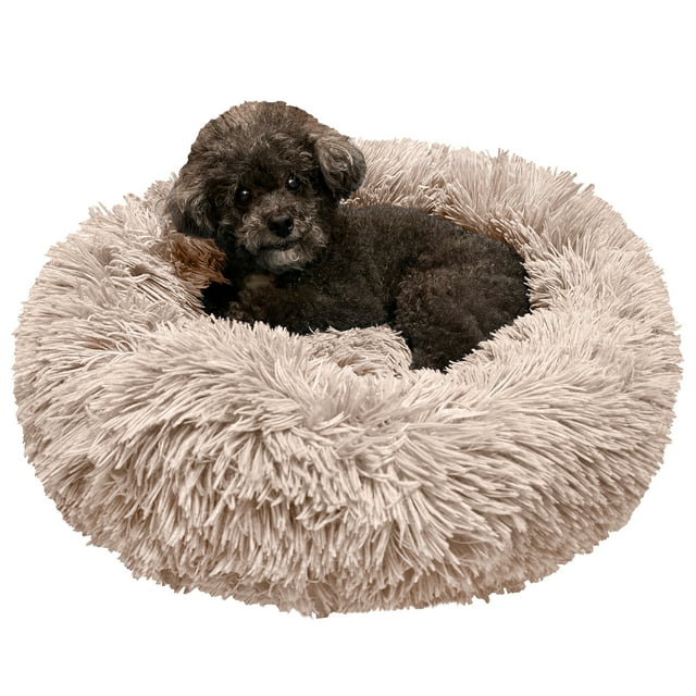 PetAmi Small Calming Dog Bed for Dogs Puppy, Round Washable Pet Bed for