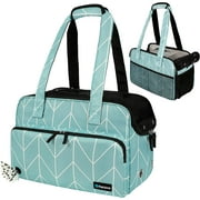 PetAmi Small Dog Purse Carrier, Soft-Sided Pet Carrier Bag Pockets, Portable Medium Dog Puppy Large Cat Travel Handbag Tote, Airline Approved Breathable Mesh, Poop Dispenser, Sherpa Bed, Chevron Teal
