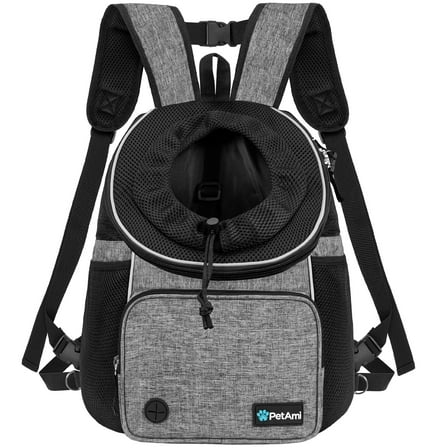 PetAmi Dog Front Carrier Backpack, Adjustable Dog Pet Cat Chest Carrier Backpack, Ventilated Dog Carrier for Hiking Camping Travel, Small Medium Dog Puppy Large Cat Carrying Bag, Max 15 lbs, Gray
