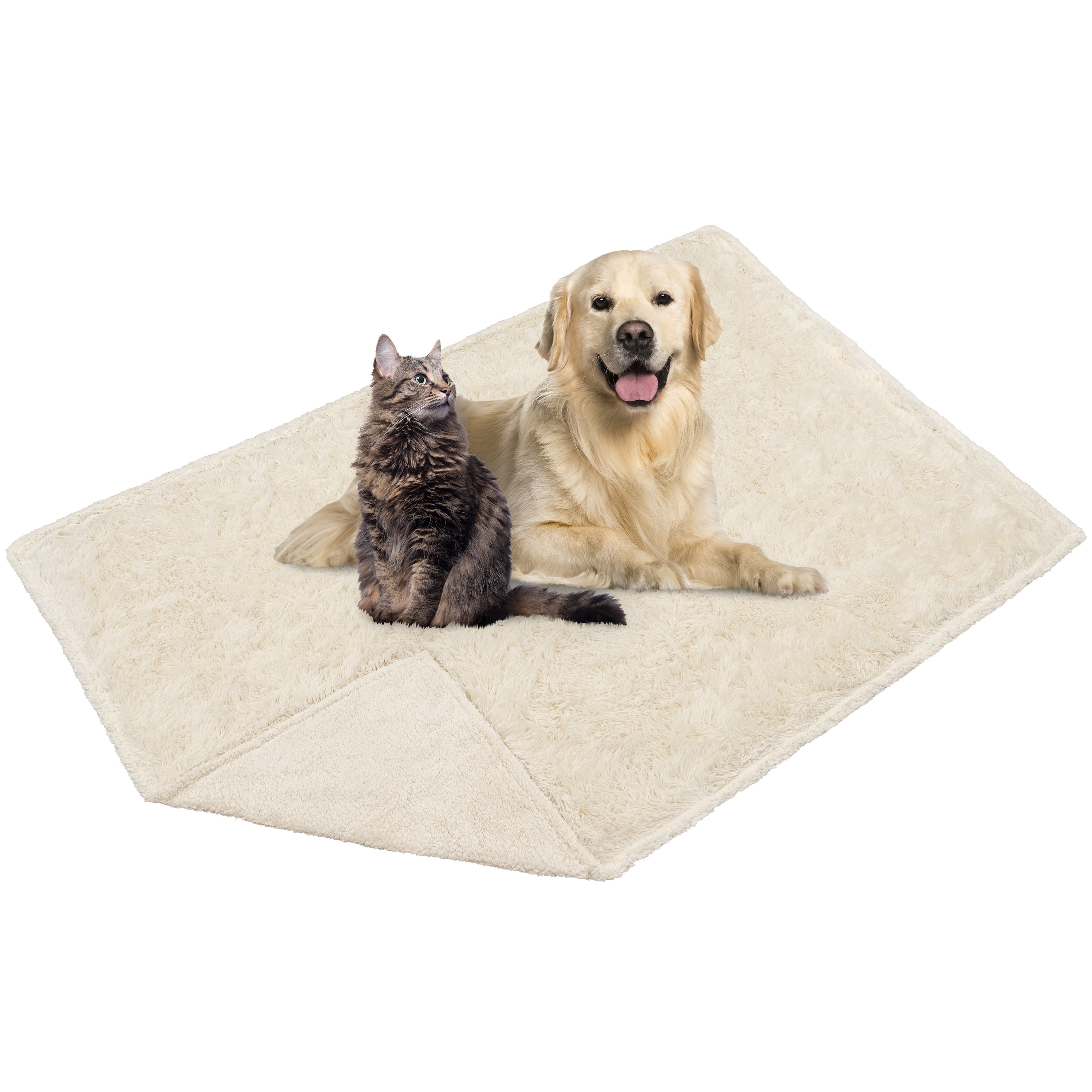PetAmi WATERPROOF Dog Blanket For Bed XL Dog Pet Blanket Couch Cover Protector Sherpa Fleece Fuzzy Leakproof Blanket for Sofa Furniture Queen Bed Protection Reversible Soft Fluffy 90x90 Cream Beige Wa...