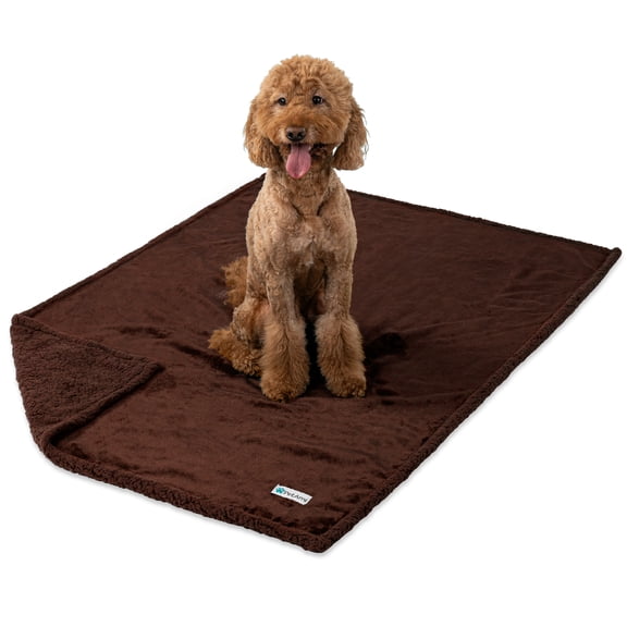 PetAmi Waterproof Dog Blanket for Medium Large Dog Puppy Cat Throw for Couch Cover Leakproof Protection, Sherpa Fleece, Reversible Soft Washable 60x40 Brown Brown