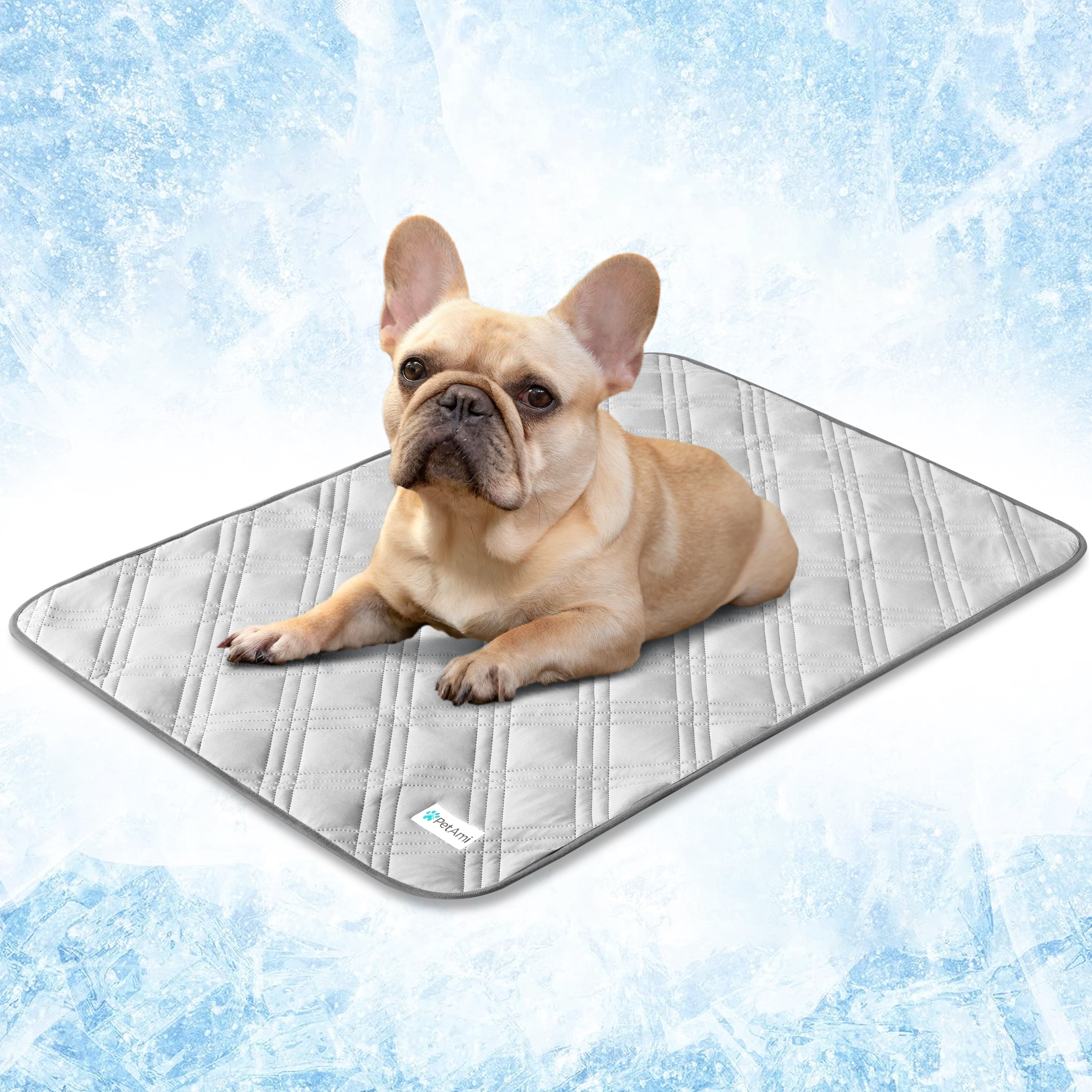 PetAmi Waterproof Cooling Mat for Dog Premium Pet Cooling Blanket for Bed Crate Anti Slip Indoor Dog Cool Pad for Sleeping Q MAX Small Medium Sofa Couch Cover Mat for Cat Light Grey