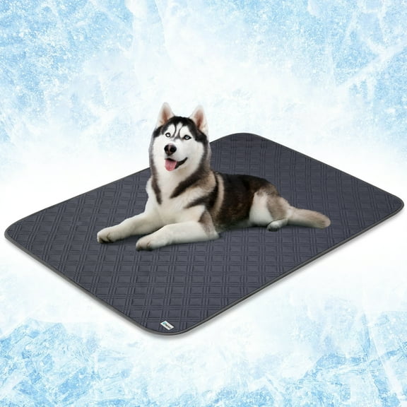 PetAmi Waterproof Cooling Mat for Dog, Premium Pet Cooling Blanket for Bed Crate, Anti Slip Indoor Dog Cool Pad for Sleeping, Q-MAX Large Sofa Couch Cover Mat for Cat, Grey, 60x80